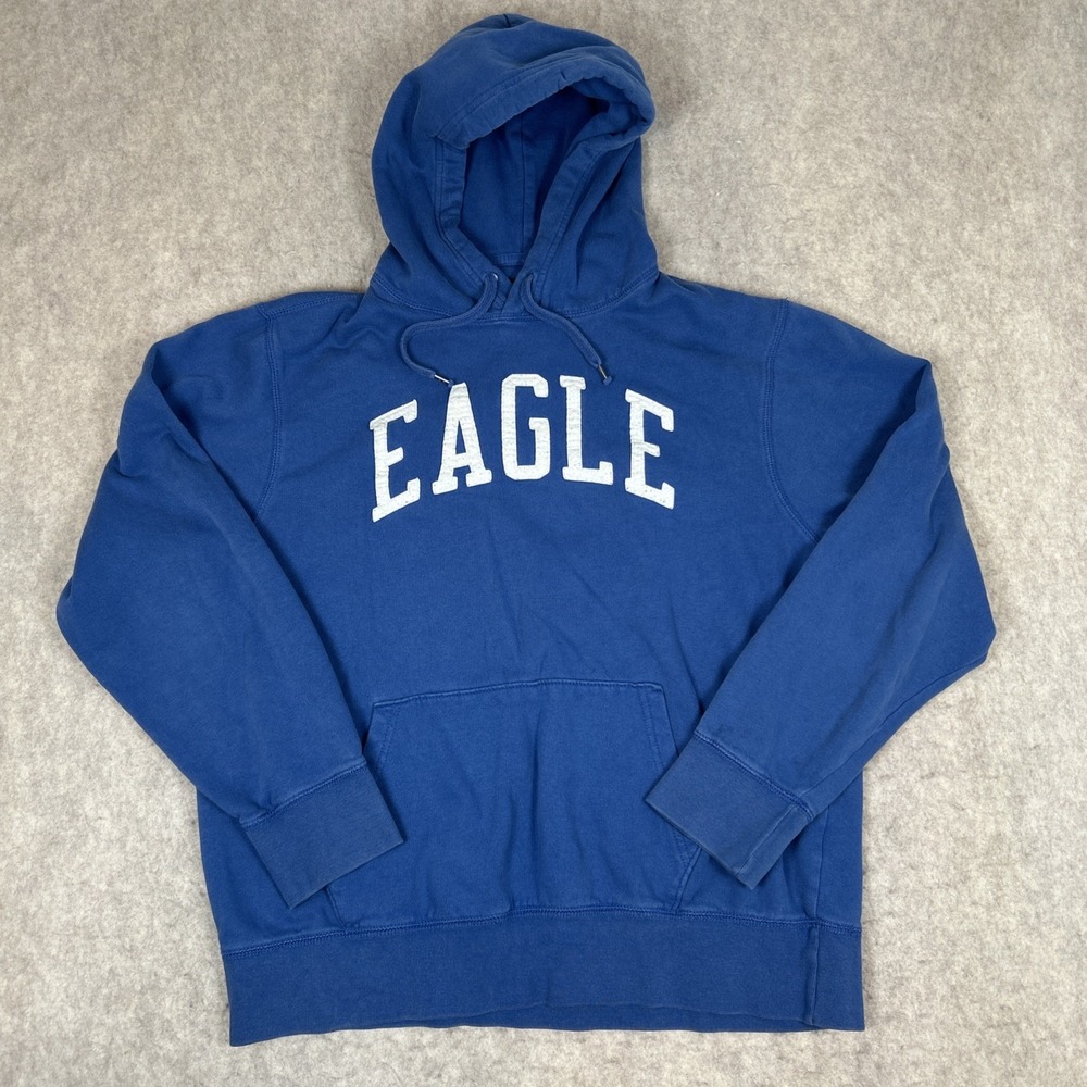 Vintage Y2K American Eagle Hoodie XL Blue Pullover Sweatshirt Eagle Logo
